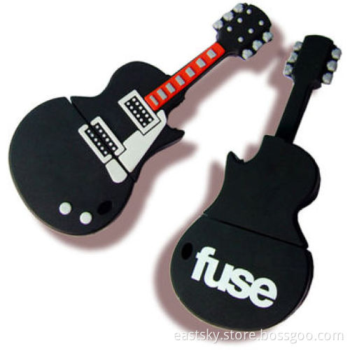 Custom guitar-shaped USB drive, made of soft PVC material, OEM orders welcome
